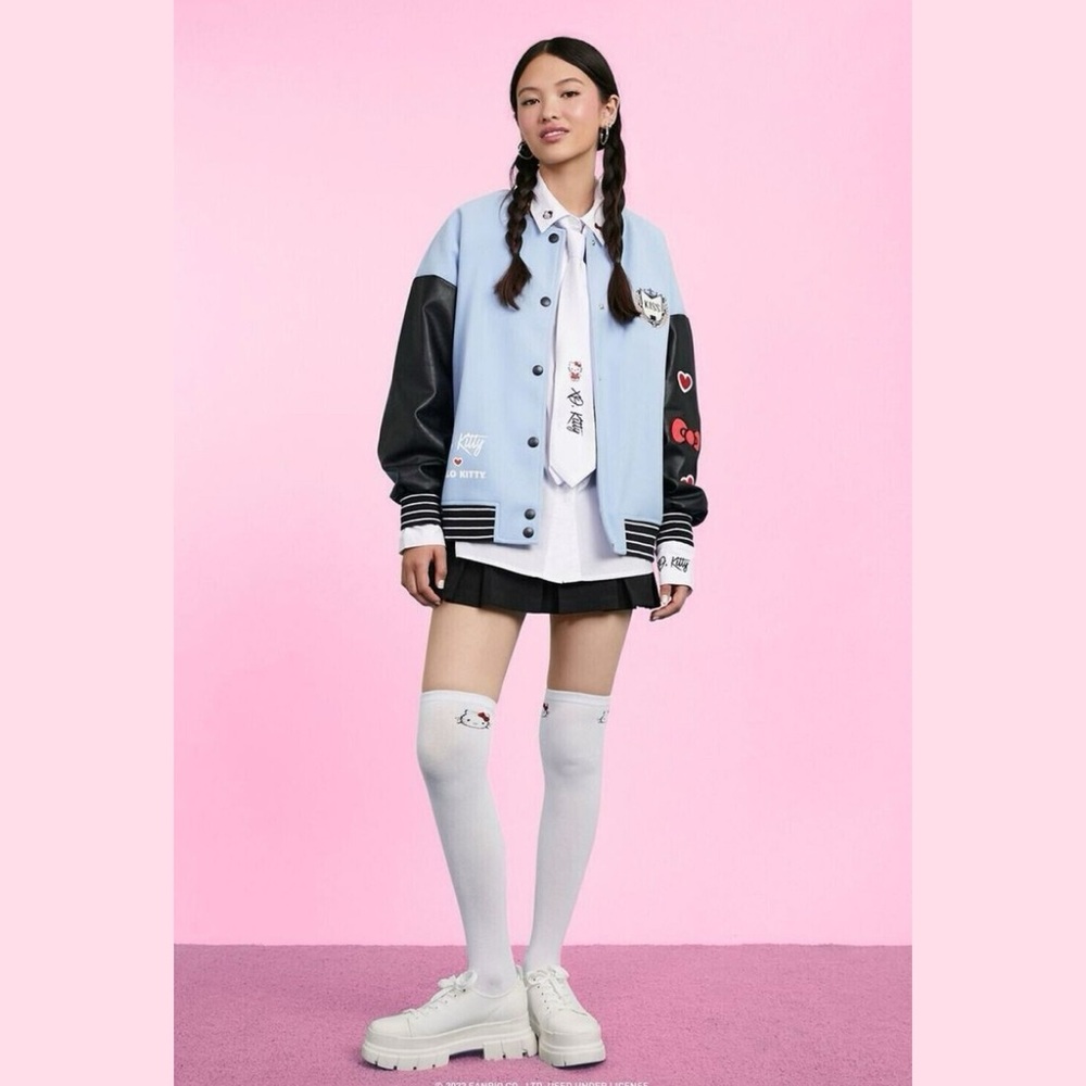 Hello Kitty Varsity Jacket – Light Blue & Black (XO, Kitty) - Picture 7 of 13